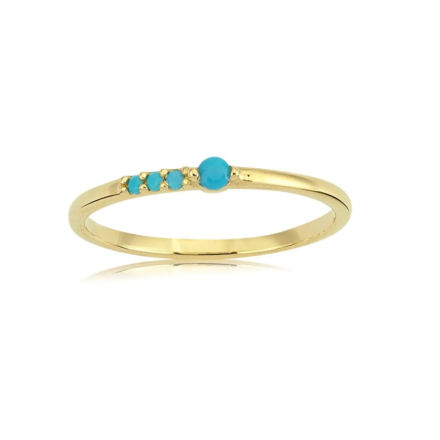 Dainty Turquoise Stacking Ring in 14k Solid Gold Orizzo fine jewelry