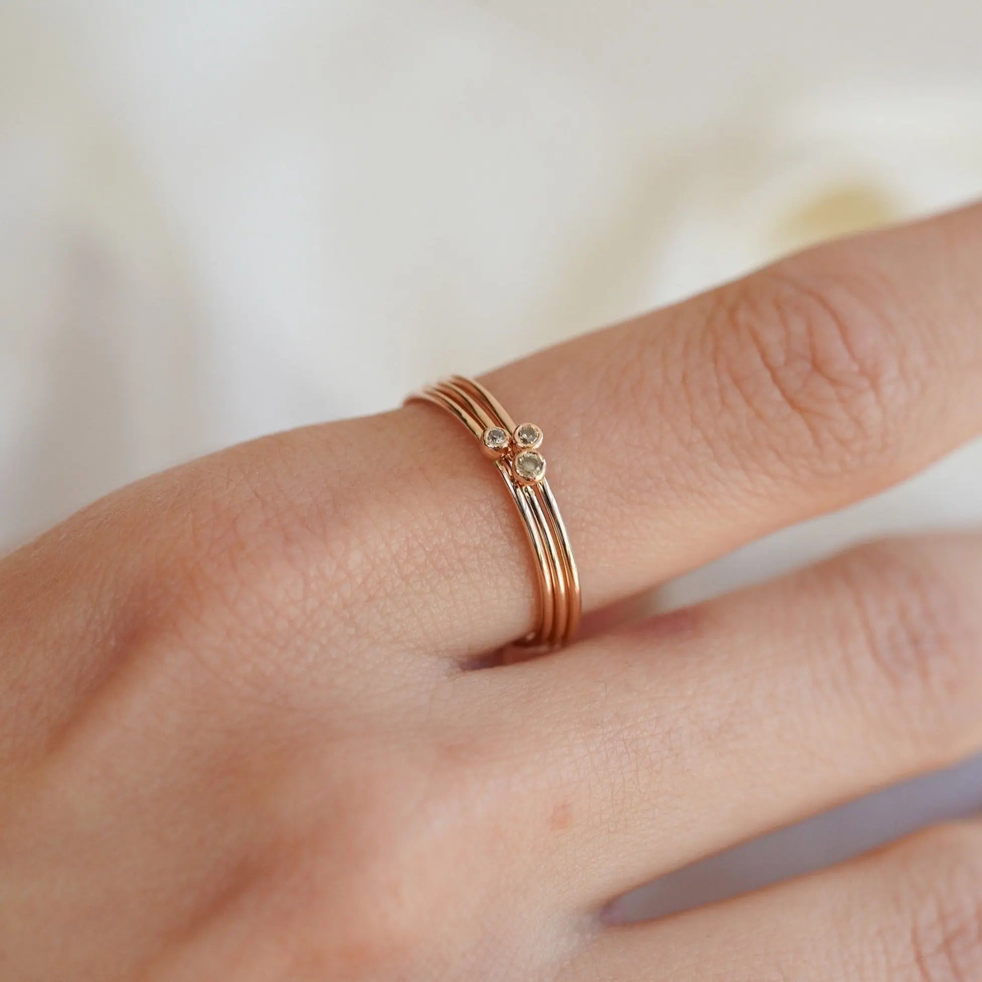 Tiny Minimal Diamond Ring in 14k Solid Gold Orizzo fine jewelry