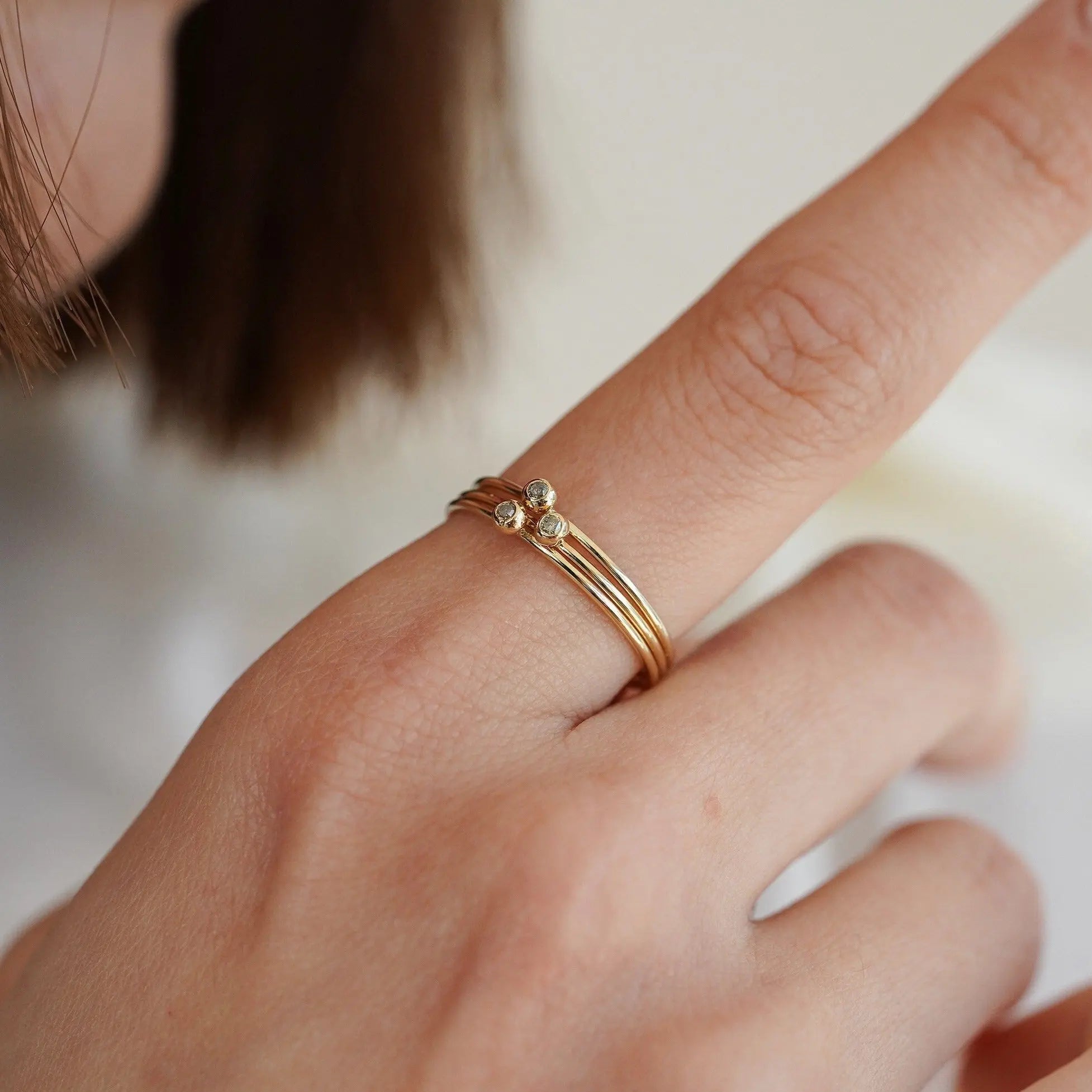 Tiny Minimal Diamond Ring in 14k Solid Gold Orizzo fine jewelry