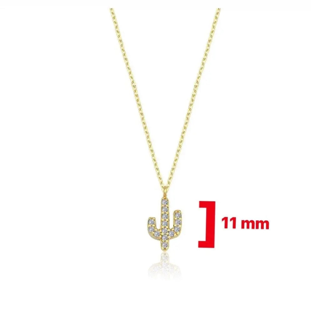 14 Karat Solid Gold Cactus Necklace - Diamond, Zirconia, or Turquoise Options Orizzo fine jewelry