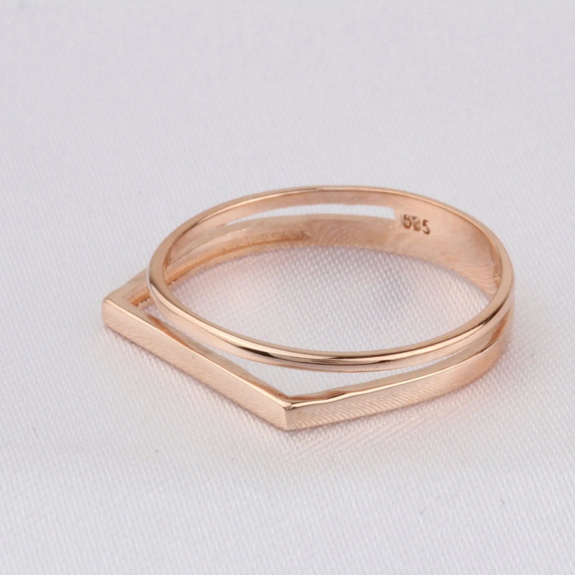 Double Gold Ring in 14 Karat Solid Gold Orizzo fine jewelry