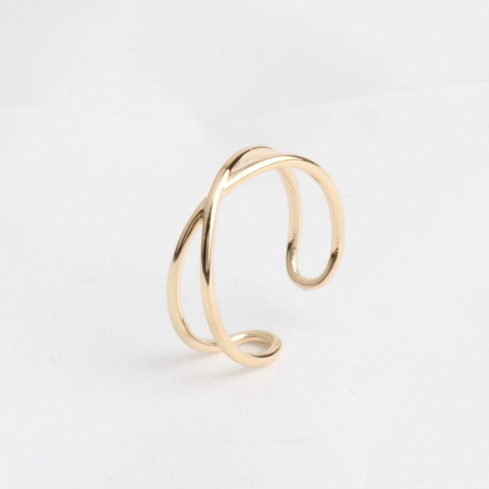 Criss Cross Gold Ring in 14K Solid Gold , Flexible And Adjustable Orizzo fine jewelry