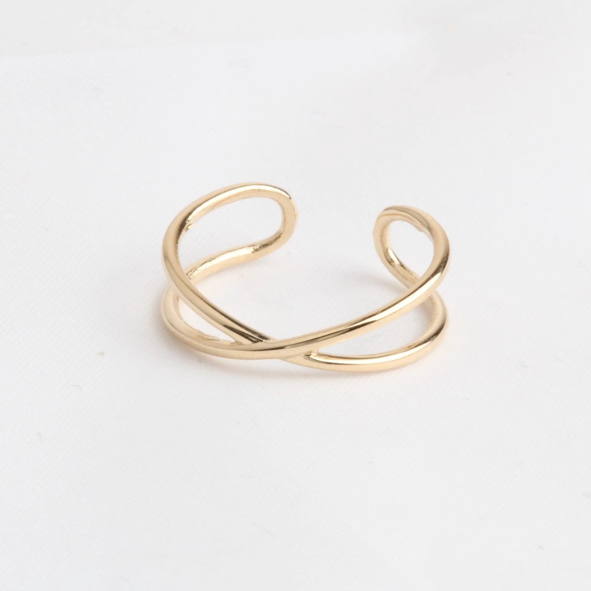 Criss Cross Gold Ring in 14K Solid Gold , Flexible And Adjustable Orizzo fine jewelry