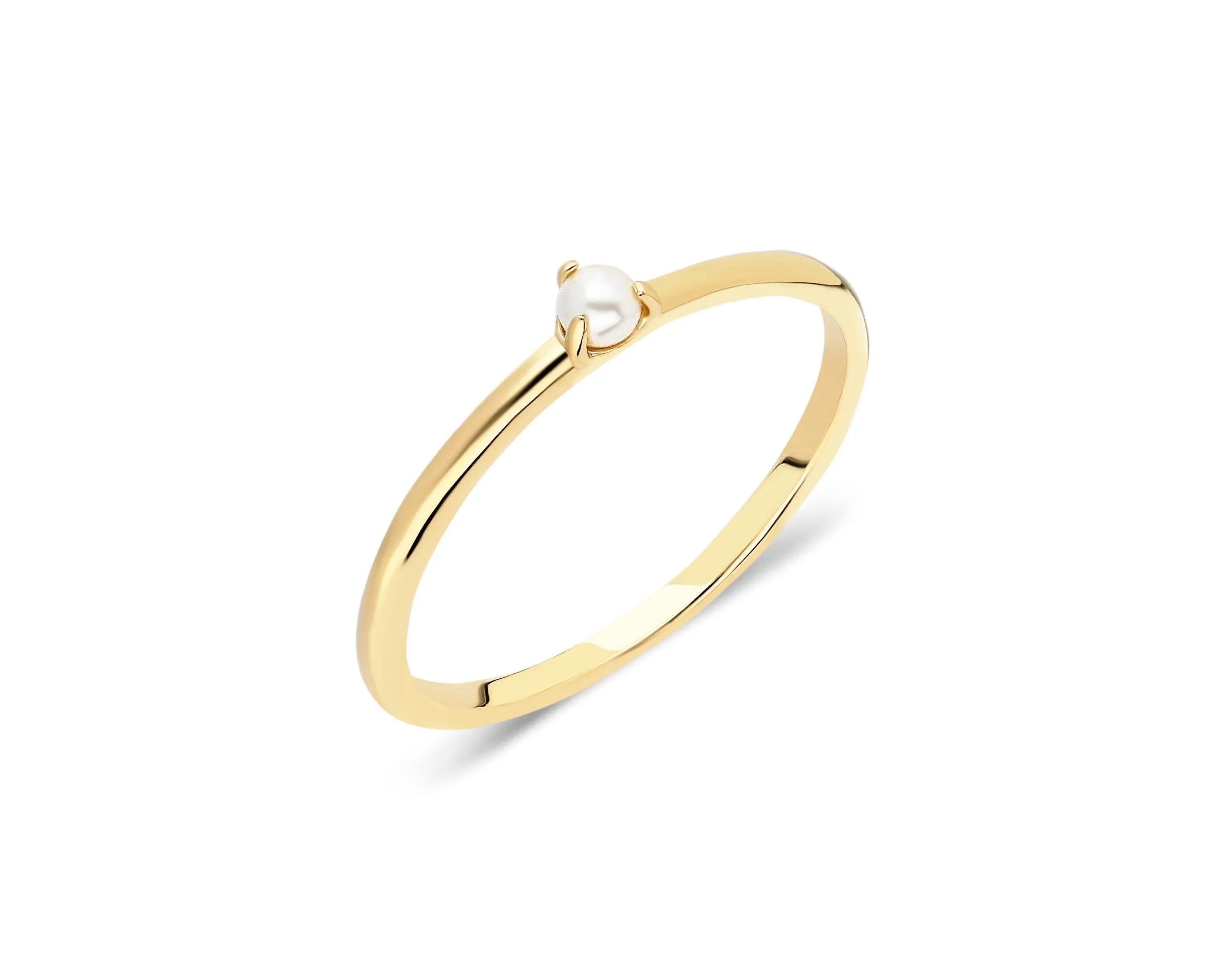 Dainty Pearl Ring , Minimal Pearl Ring , Dainty Gold Ring , Solid Gold Ring , Pearl Ring , Delicate Ring Orizzo fine jewelry