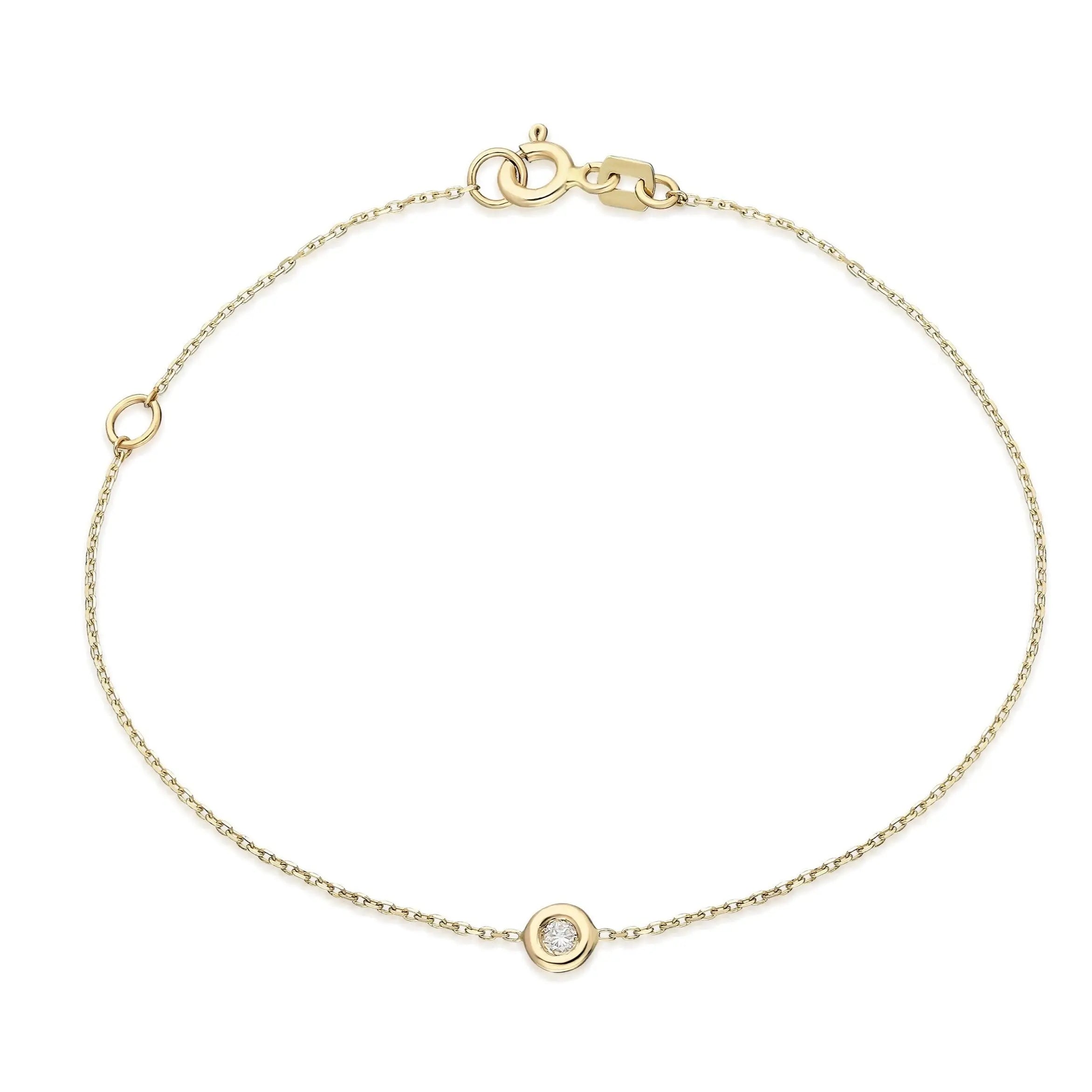 Solitaire Bezel Diamond Solid Gold Bracelet Orizzo fine jewelry