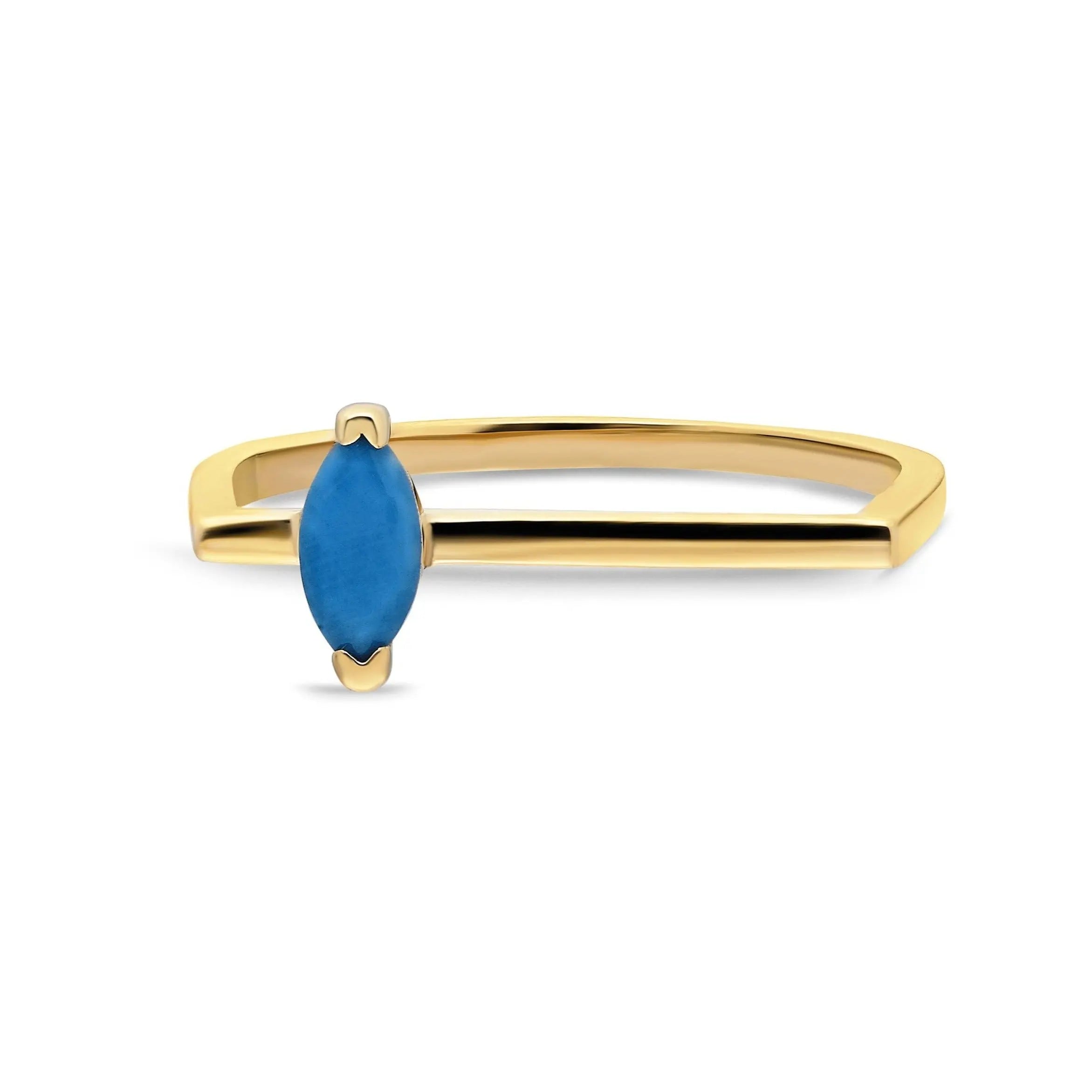 Dainty Turquoise Ring , Solid Gold Ring , Yellow Gold Ring , Minimaslist Gold Ring , Index Finger Ring