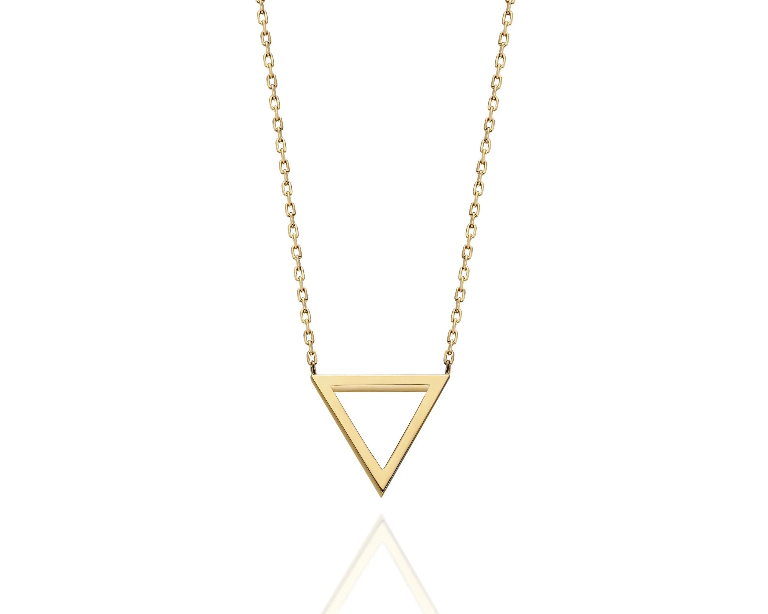 Triangle Gold Necklace , Triangle Necklace , Solid Gold Necklace , Triangle Jewelry , Gold Necklace Orizzo fine jewelry