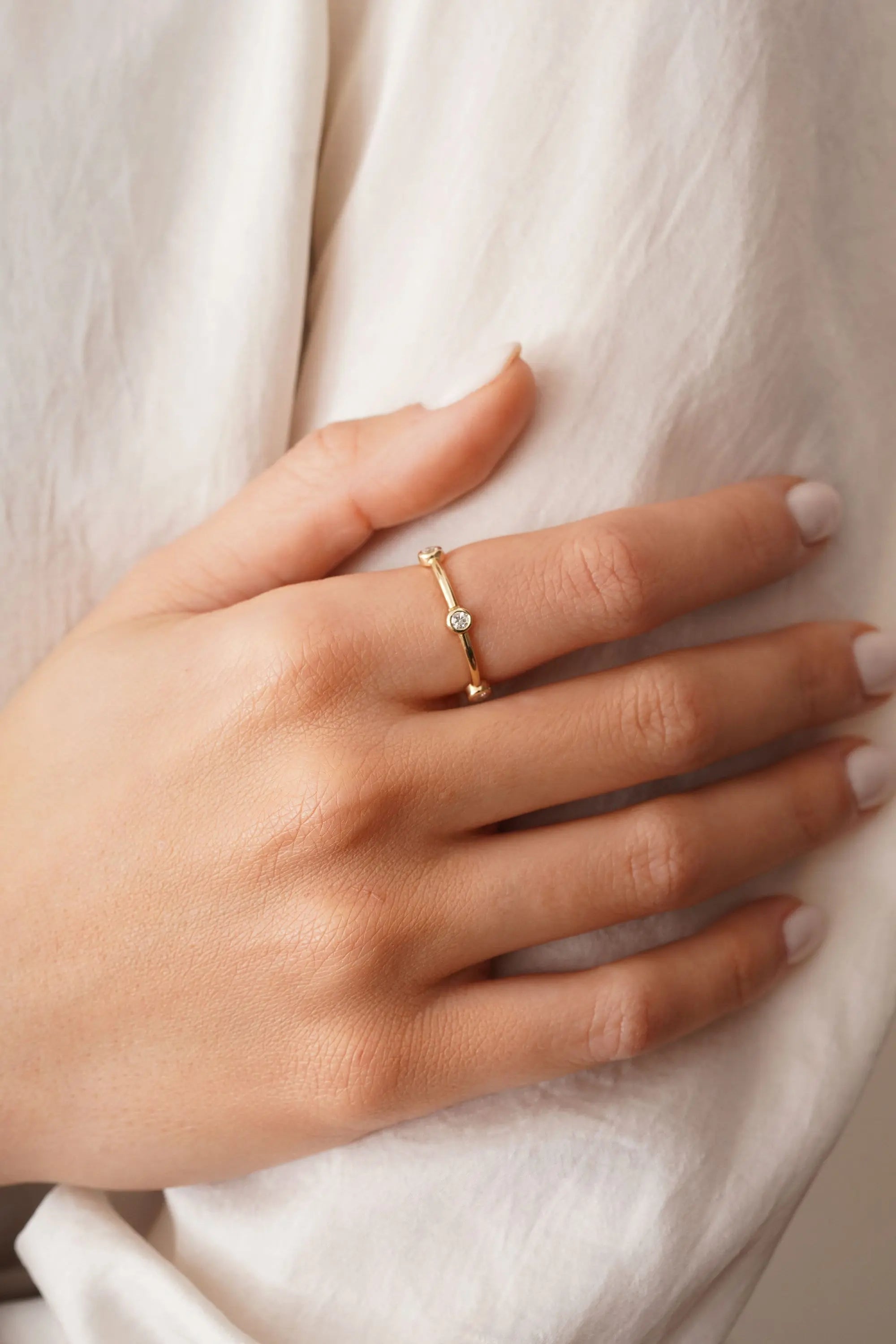 Bezel Set Round Eternity Band , Full Tour Diamond Ring , Alternative Wedding Band , Diamond Ring , Solid Gold Ring