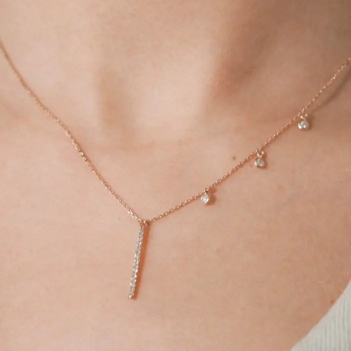 Dainty Diamond Charm Necklace in 14k Solid Gold Orizzo fine jewelry