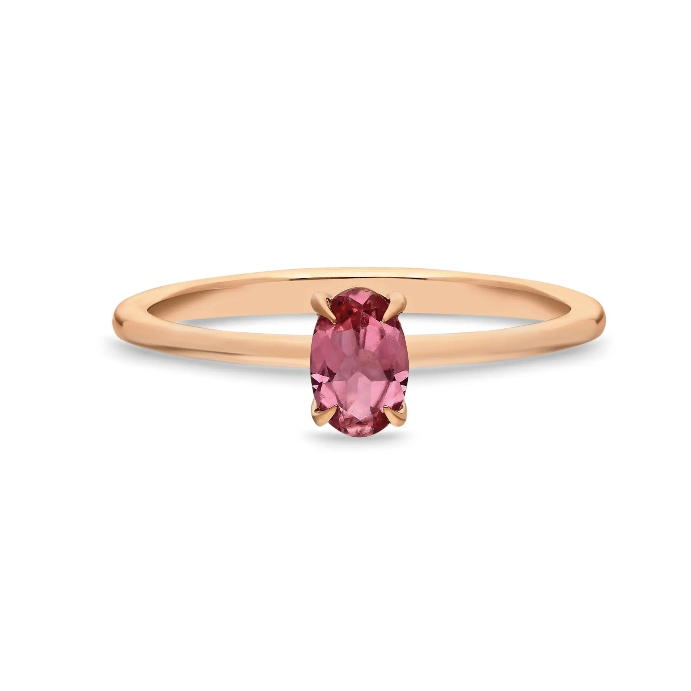 Oval Cut Pink Tourmaline Engagement Ring in 14 Karat Solid Gold Orizzo fine jewelry