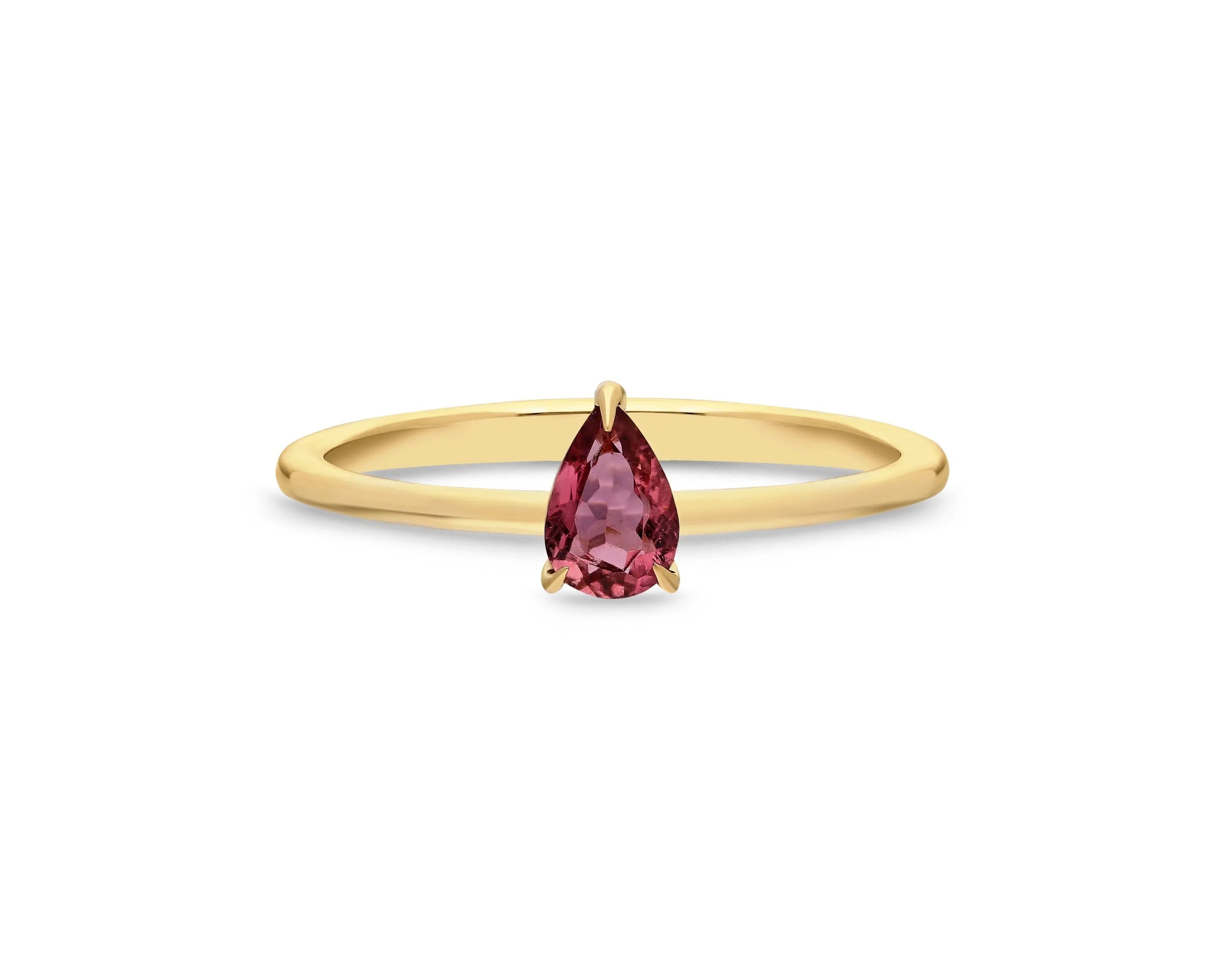 Pear Cut Pink Tourmaline Solitaire Ring Orizzo fine jewelry