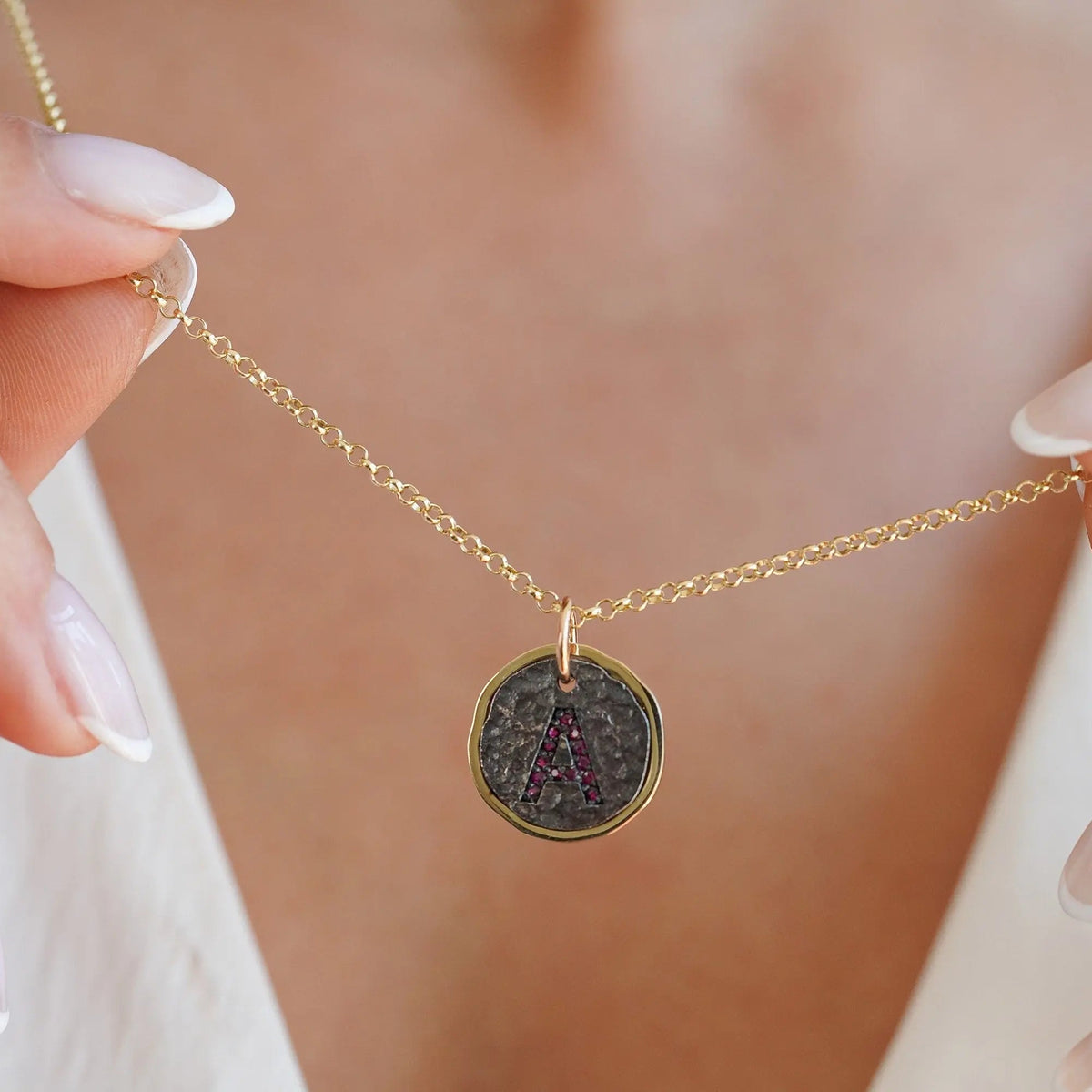 Gemstone Bezel Pendant, Diamond Letter S, Unisex Orizzo fine jewelry