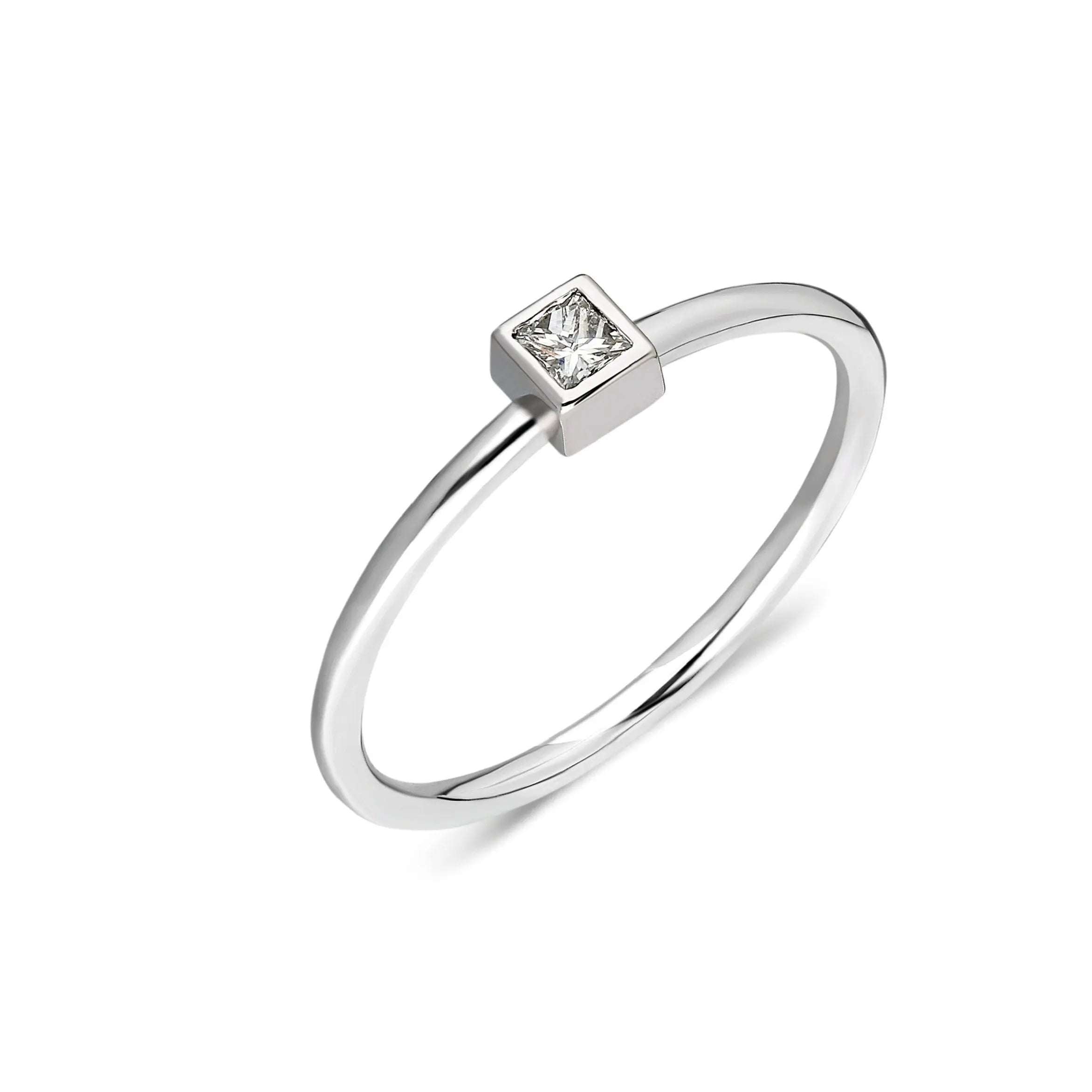 Princess Diamond Engagement Ring In A Bezel Setting Orizzo fine jewelry