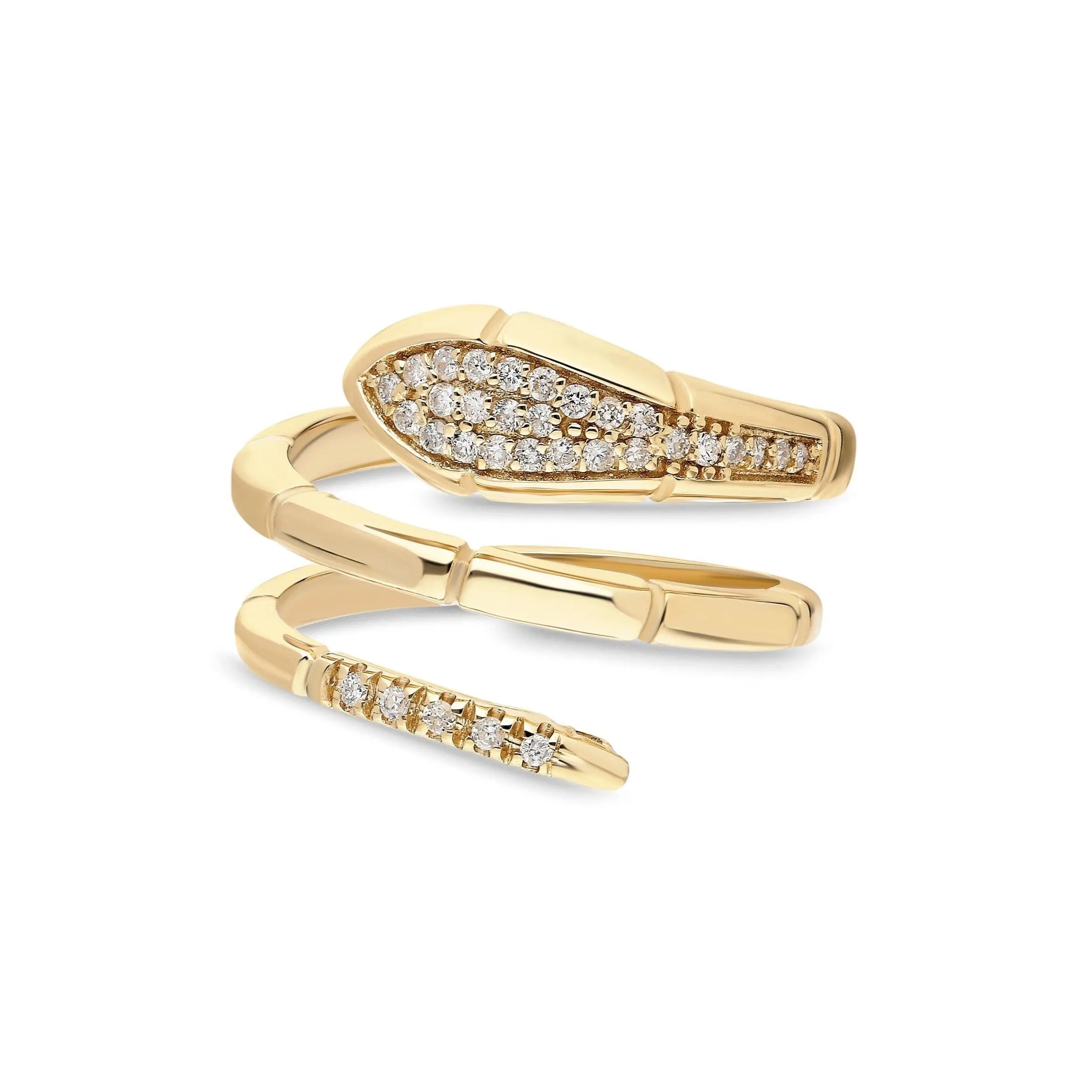 Diamond Snake Ring in 14k Solid Gold Orizzo fine jewelry