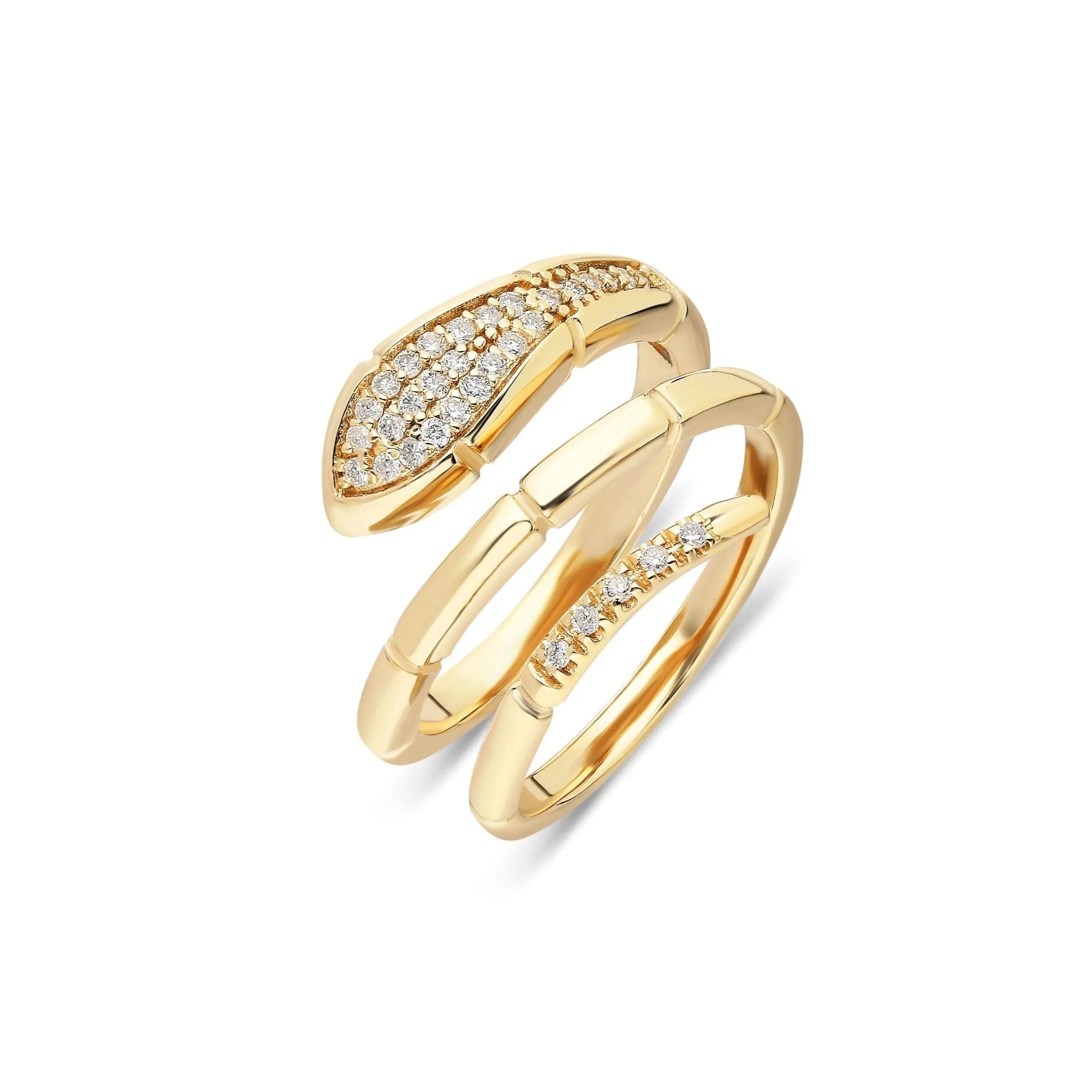 Diamond Snake Ring in 14k Solid Gold Orizzo fine jewelry