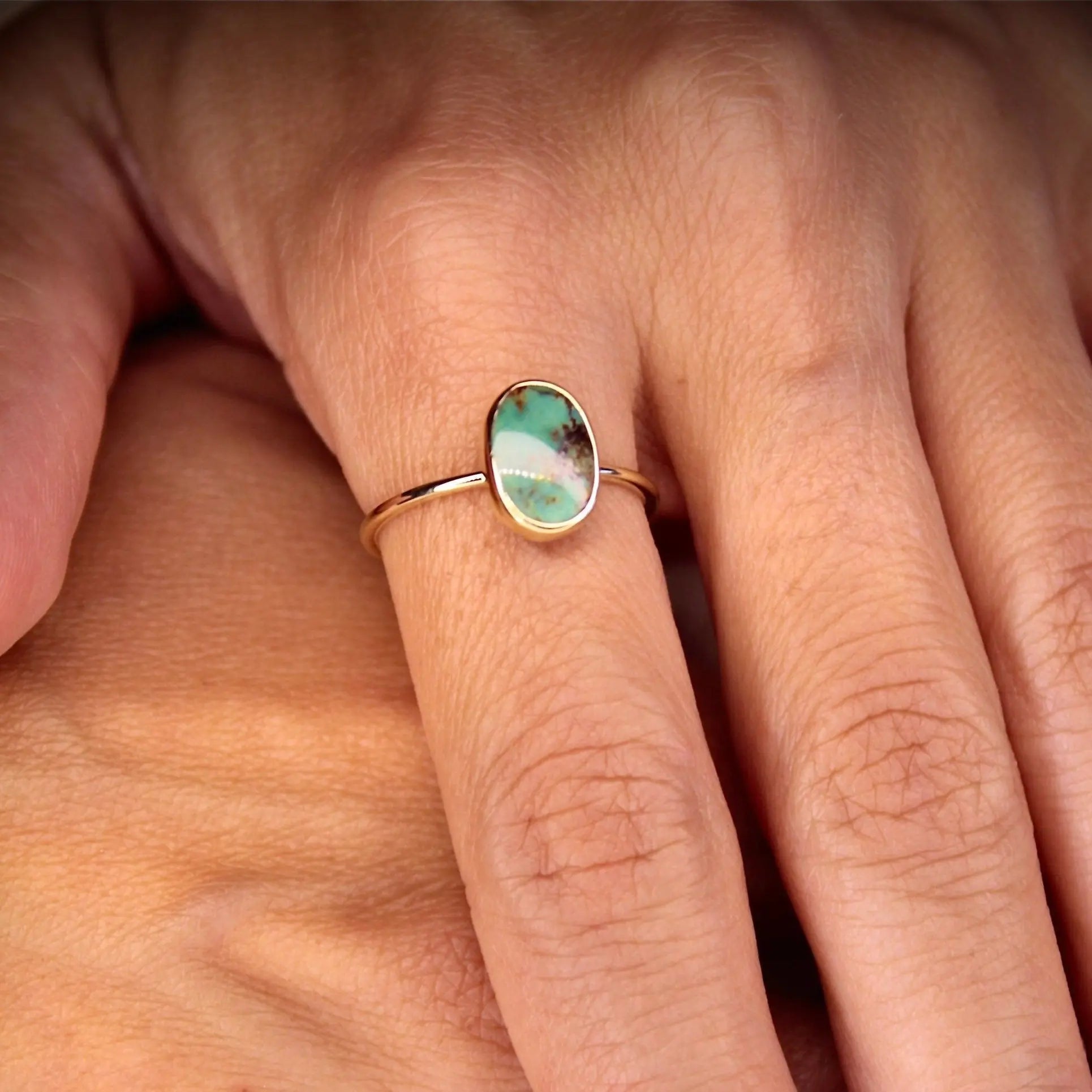 Turquoise Ring , Solid Gold Ring , Dainty Ring , Dainty Turquoise Ring , Natural Turquoise Ring , Turquoise Jewelry