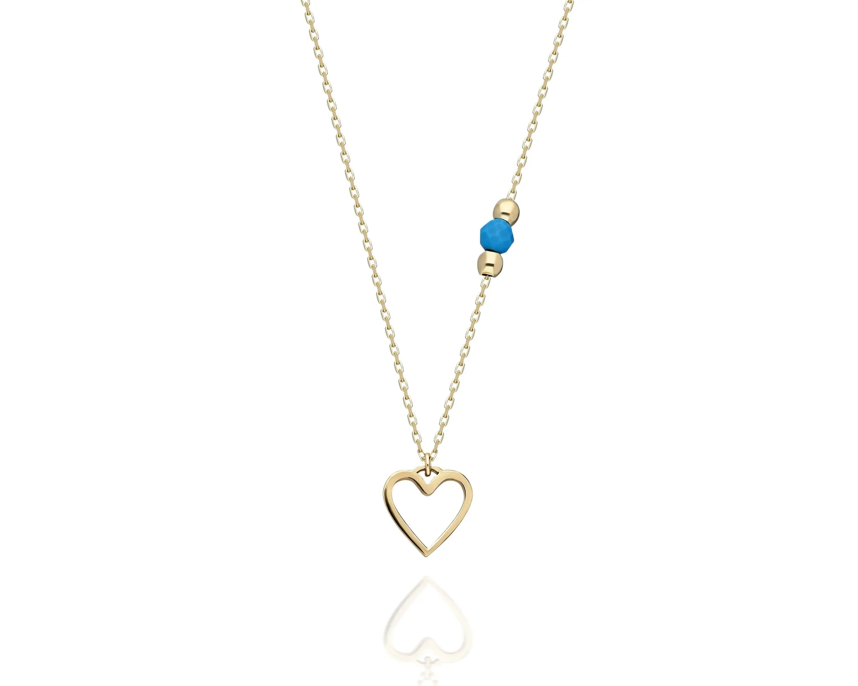 Dainty Gold Heart Necklace, Gold Heart Necklace , Simple Heart Charm Necklace , Gift for Her , Open Heart Gold Necklace Orizzo fine jewelry