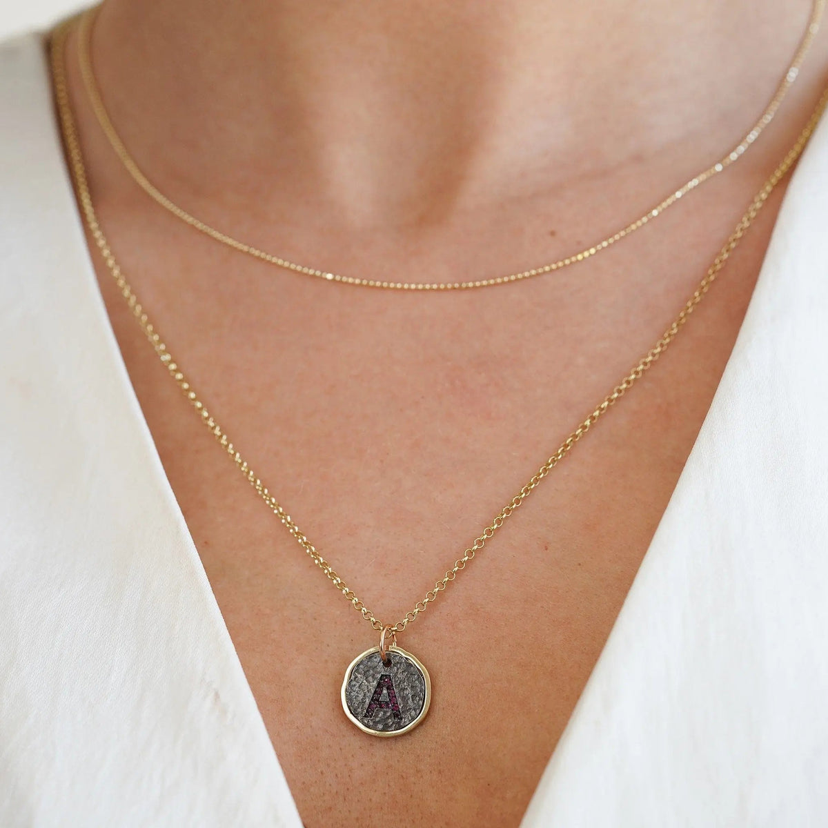 Gemstone Bezel Pendant, Diamond Letter S, Unisex Orizzo fine jewelry