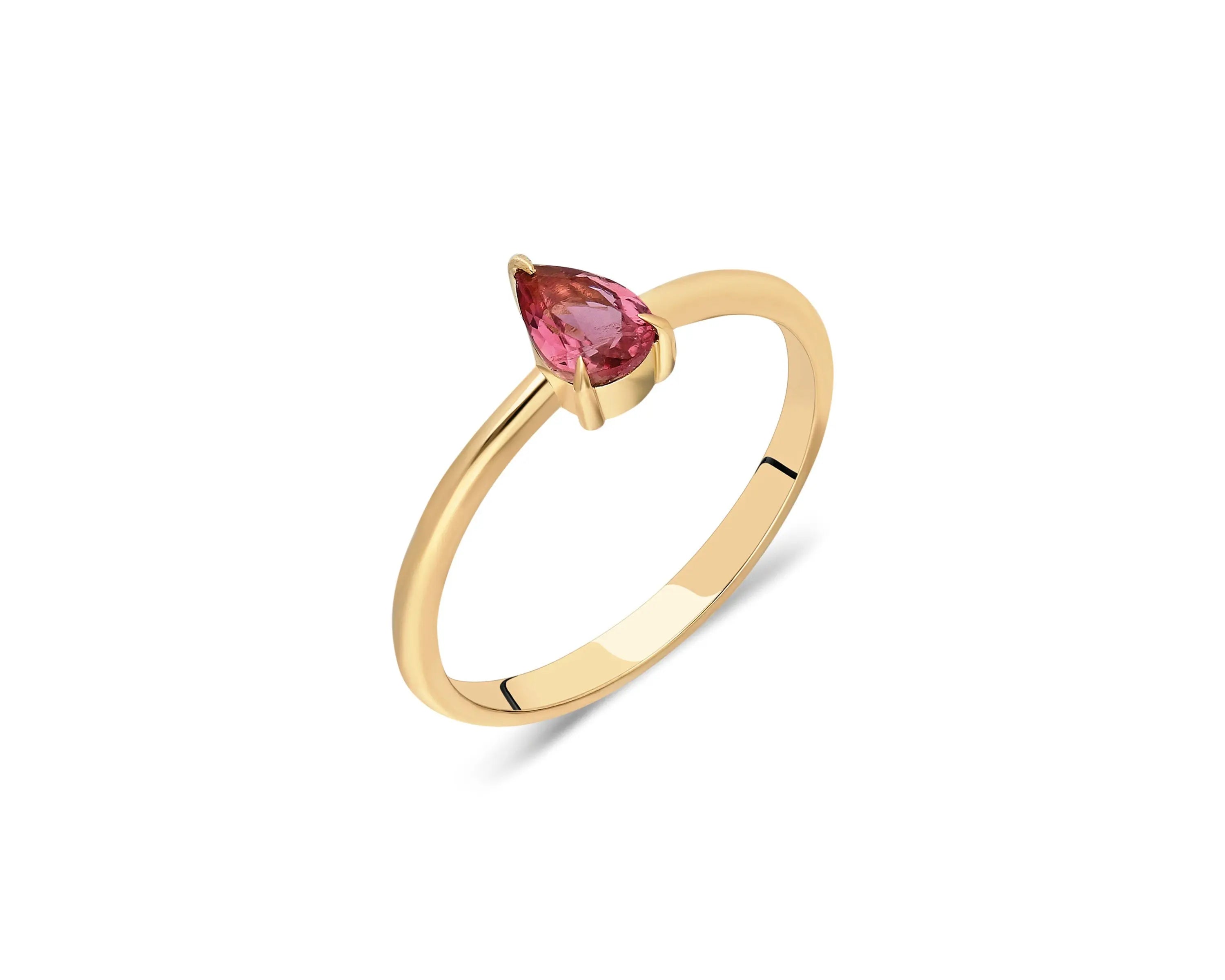 Pear Cut Pink Tourmaline Solitaire Ring Orizzo fine jewelry