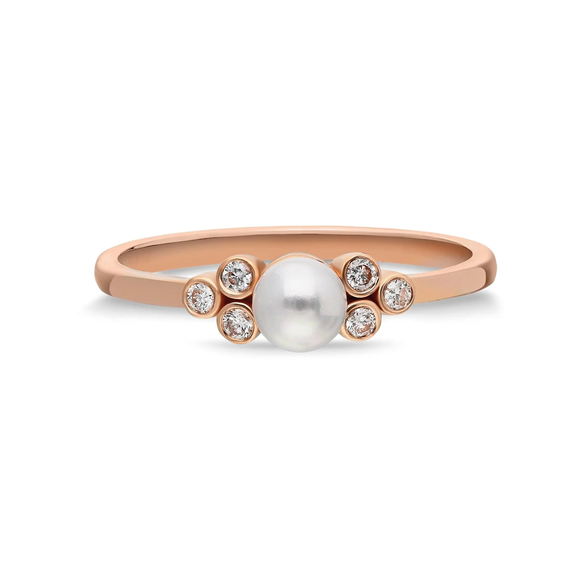 Pearl and Diamond 14K Gold Engagement Ring Orizzo fine jewelry